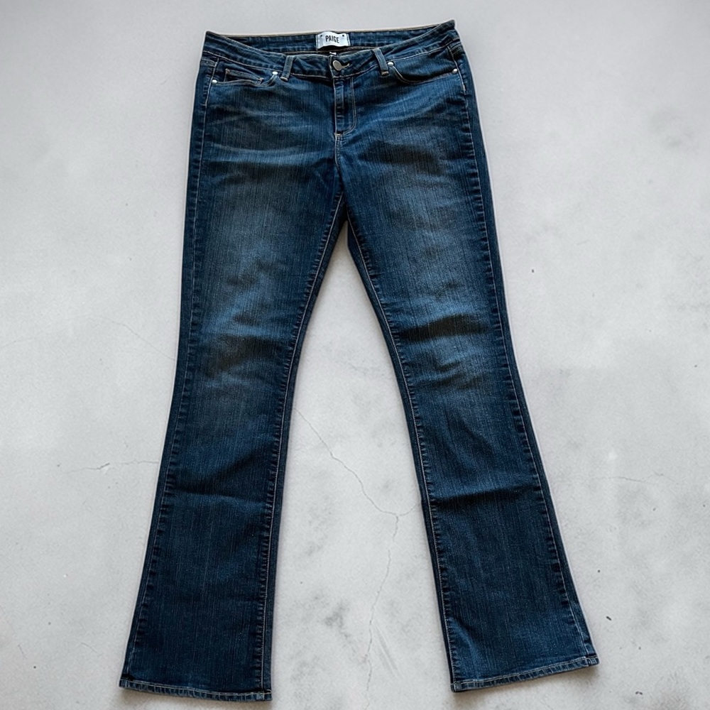 PAIGE Canyon Baby Boot Jeans Size 32 Dark Wash Stretch Premium Denim Women